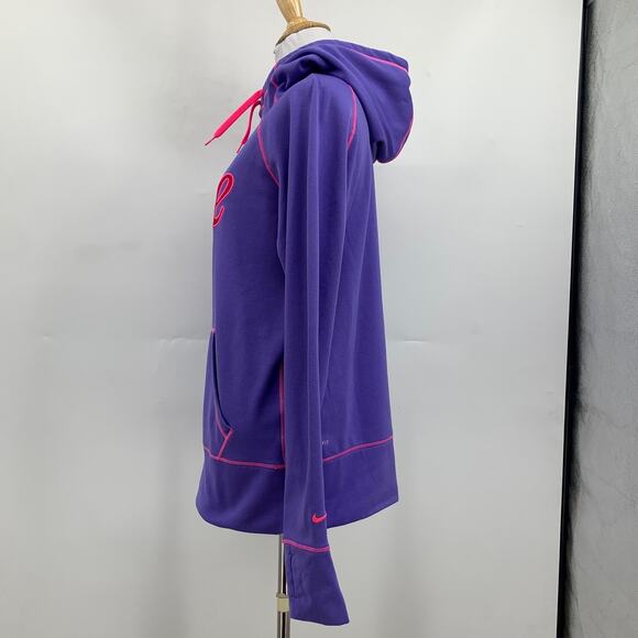 Nike Sweatshirt Women M Medium Therma Fit All Time Fleece Script Hoodie Oversize - Picture 3 of 13